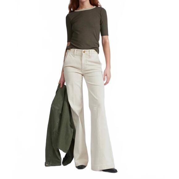 NEW RAG & BONE the knit contrast ringer tee in dark olive - Picture 3 of 4